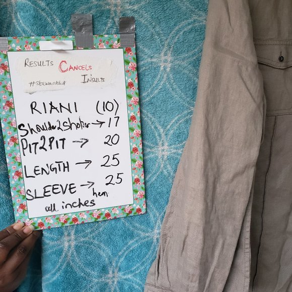 RIANI Made in Poland pure Linen button up Commander blouse with measurement 10 - Picture 8 of 12